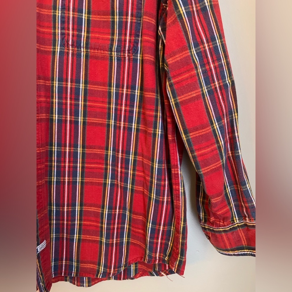 Vintage American Eagle Outfitters Shirt Mens L Plaid Denim Collar Button Up 90s - Picture 3 of 7